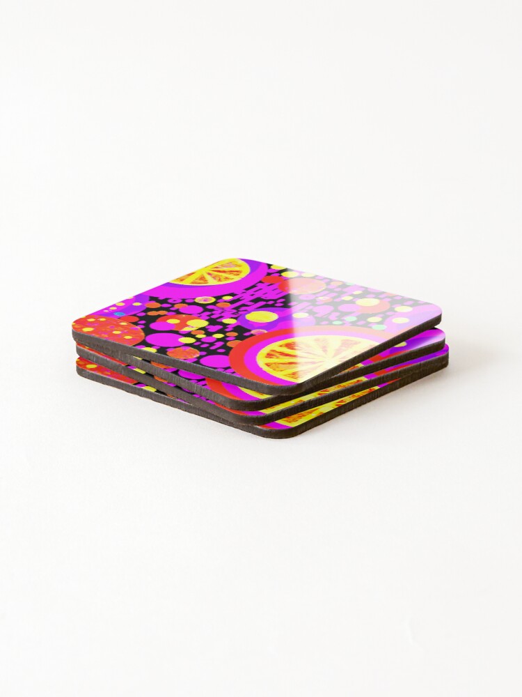 Thumbnail 4 of 5, Coasters (Set of 4), Colorful Fruits Pattern designed and sold by Unique-Design-4.