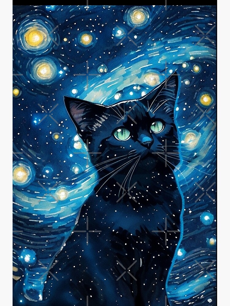 Van gogh Starry Night Black Cat | Poster