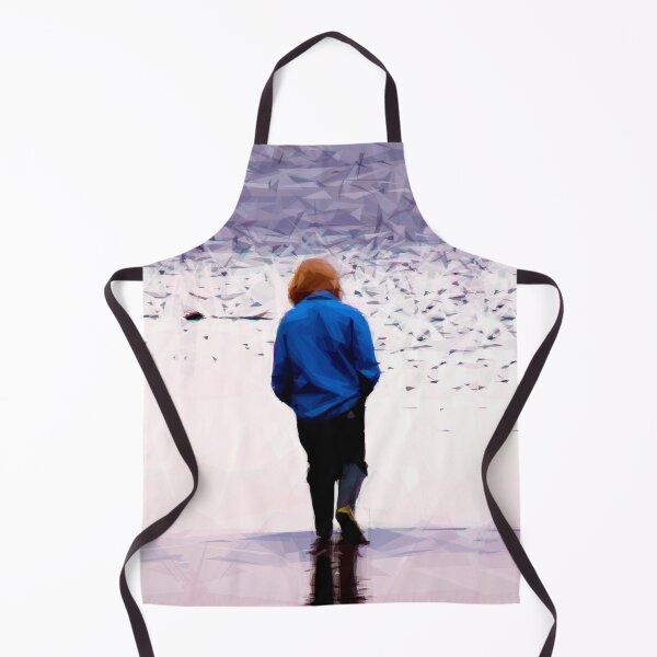 Item preview, Lone girl walking away on a beach. Image created using geometric shapes designed and sold by EdgyEdgeArt.