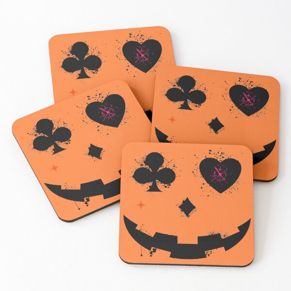 Item preview, Poker Pumpkin Face, funny classic Halloween character face with splash paint and heart designed and sold by Malogue.