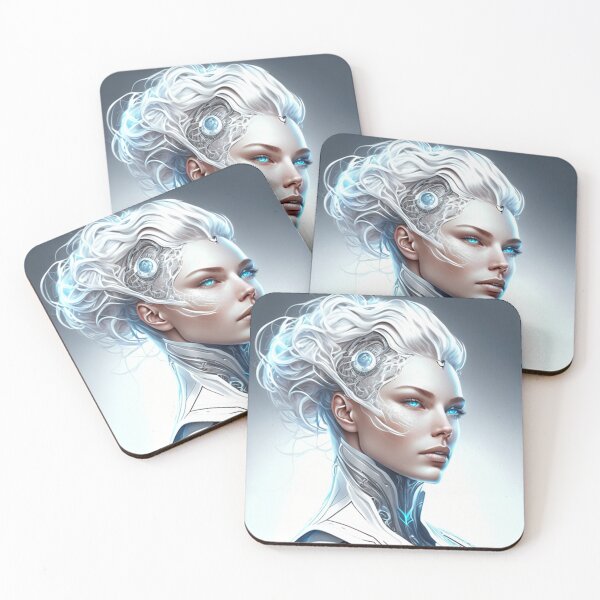Item preview, Cyborg woman with blue eyes designed and sold by AICreatorin.