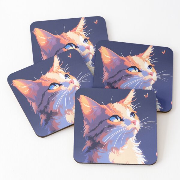 Item preview, Nighttime Whiskers: Nocturnal Cat with Butterflies designed and sold by EmeraldeaArt.
