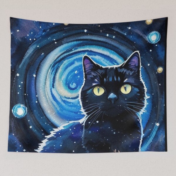Item preview, Van gogh Starry Night Black Cat designed and sold by Vangoholic.