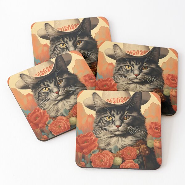 Item preview, Retro Vintage Cowboy Maine Coon Cat - Whiskered Wild West Adventure designed and sold by KittyStampedeCo.