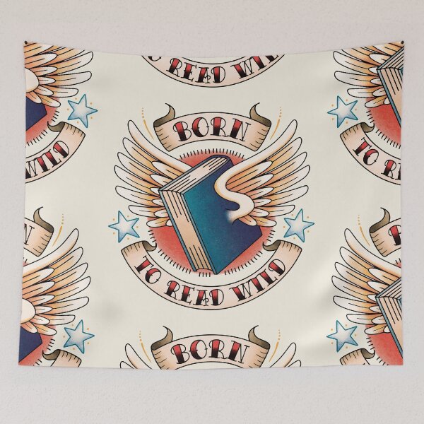Item preview, Born to Read Wild Old School Tattoo Design for Book Lovers designed and sold by RedHillPrints.