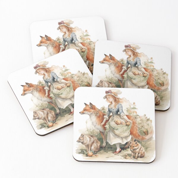 Item preview, Victorian style girl with foxes designed and sold by dzineNJ.