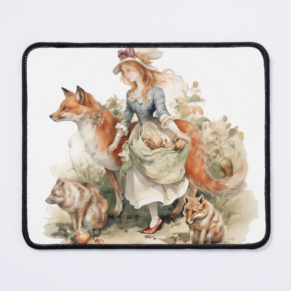 Item preview, Victorian style girl with foxes designed and sold by dzineNJ.