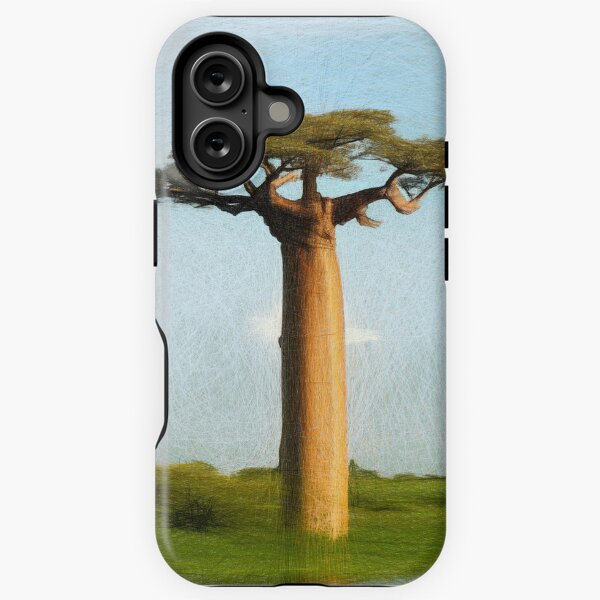 Item preview, Single baobab tree. Image made only using lines. designed and sold by EdgyEdgeArt.