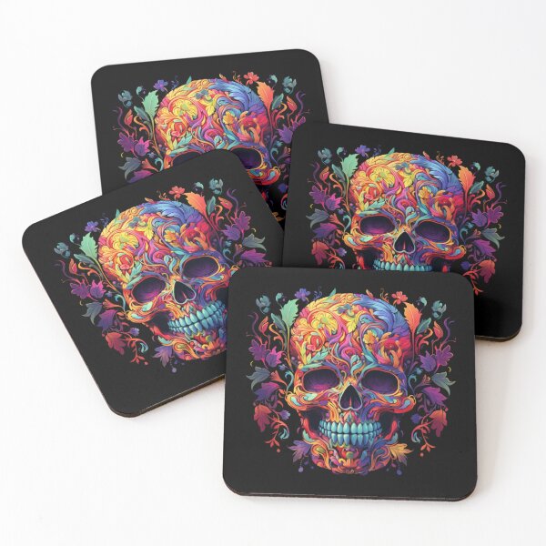 Item preview, Colorful skull beautiful artistic flowers designed and sold by Sixcom.