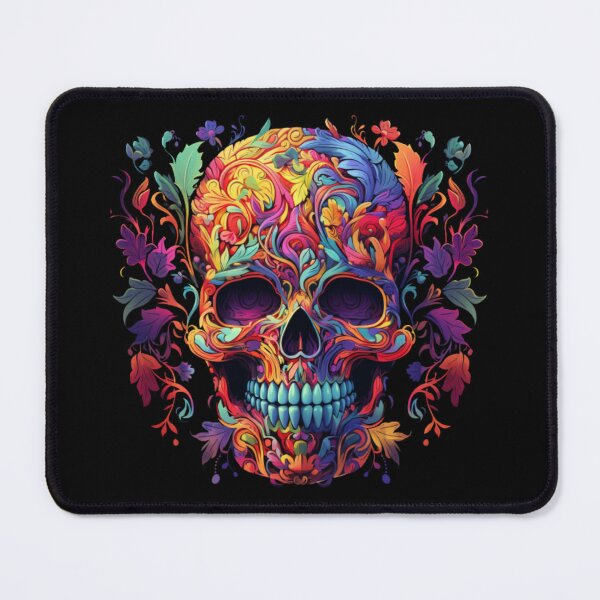 Item preview, Colorful skull beautiful artistic flowers designed and sold by Sixcom.
