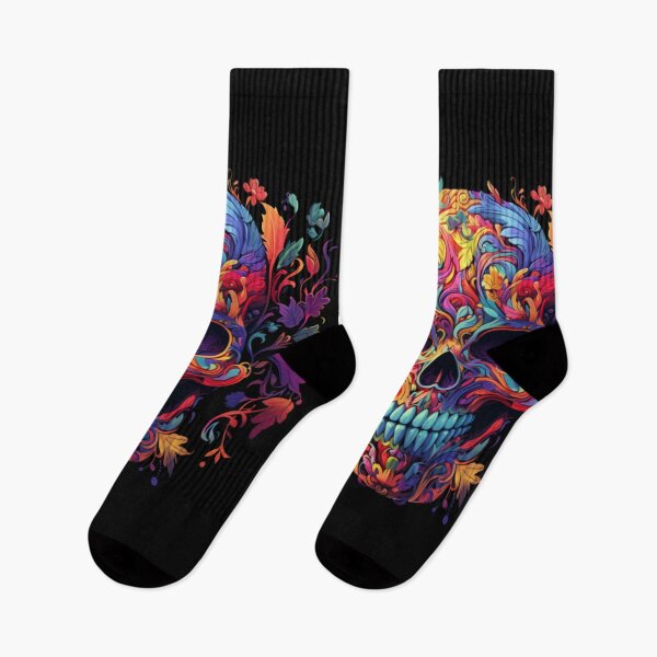 Item preview, Colorful skull beautiful artistic flowers designed and sold by Sixcom.