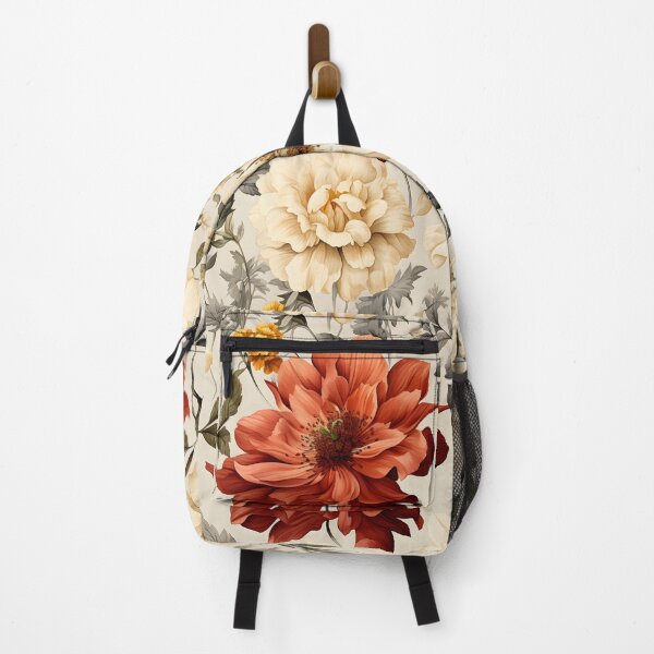 Item preview, Red and Beige Flower Pattern designed and sold by ArtbyAiGallery.