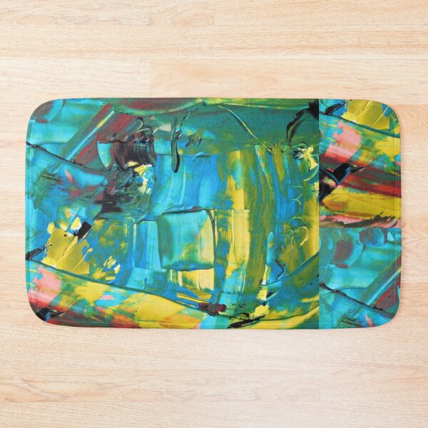 Item preview, Abstract pattern broken glass pane of a church green turquoise yellow designed and sold by G-M-Designs.