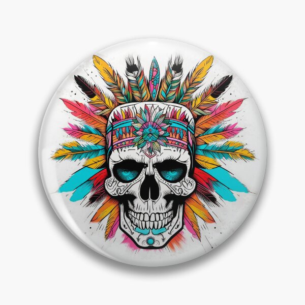 Aperçu de l'œuvre crâne de chef indien créée et vendue par SkullsToGo.