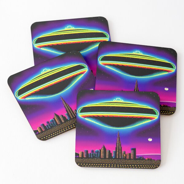 Item preview, Spaceship Cityscape – Neon Retro SciFi UFO - 93 designed and sold by Benito Del Ray.