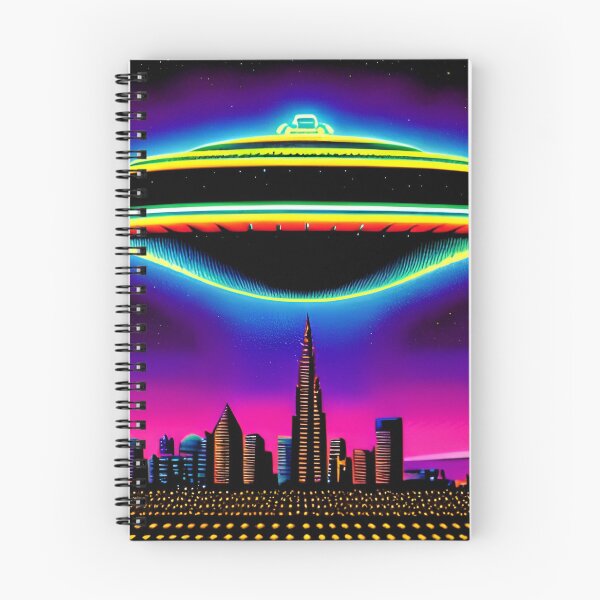 Item preview, Spaceship Cityscape – Neon Retro SciFi UFO - 93 designed and sold by Benito Del Ray.