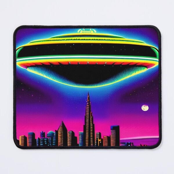Item preview, Spaceship Cityscape – Neon Retro SciFi UFO - 93 designed and sold by Benito Del Ray.