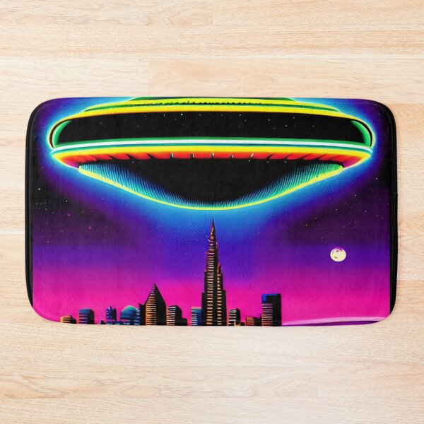 Item preview, Spaceship Cityscape – Neon Retro SciFi UFO - 93 designed and sold by Benito Del Ray.