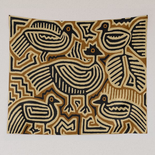 Item preview, Kuna Indian Pajaros Mola - Rust Black Ivory designed and sold by Esprit-Mystique.