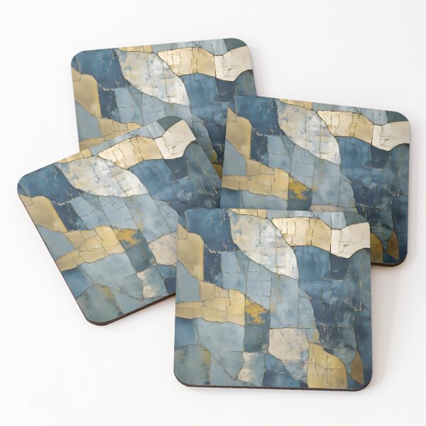 Item preview, Abstract Kintsugi in Blue and Gold designed and sold by meggydesigns.