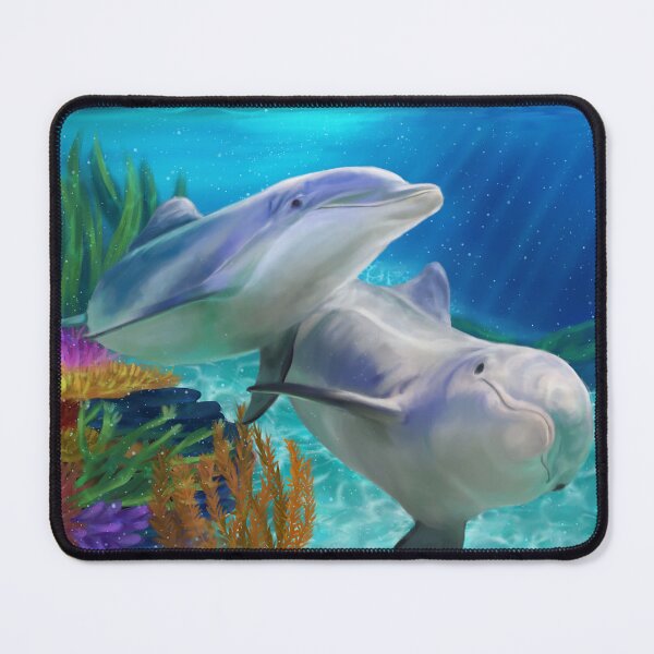 Item preview, Dauphins curieux nageant entre les coraux designed and sold by Nunzia Di Giacomo.