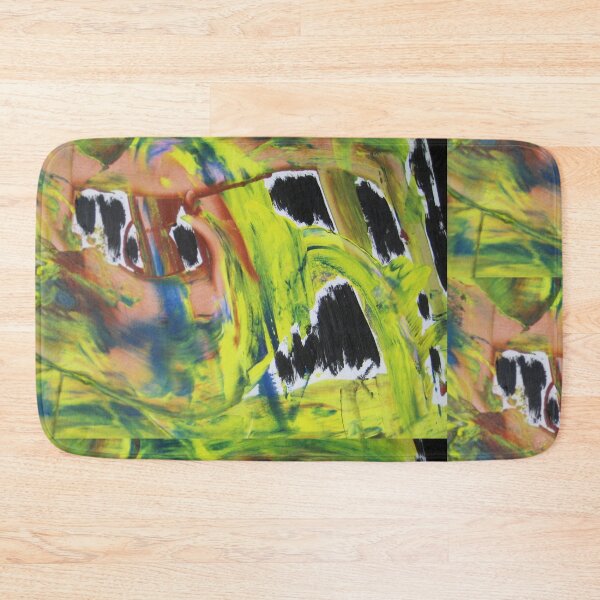Item preview, Abstract pattern broken glass pane Lost Place green turquoise yellow designed and sold by G-M-Designs.