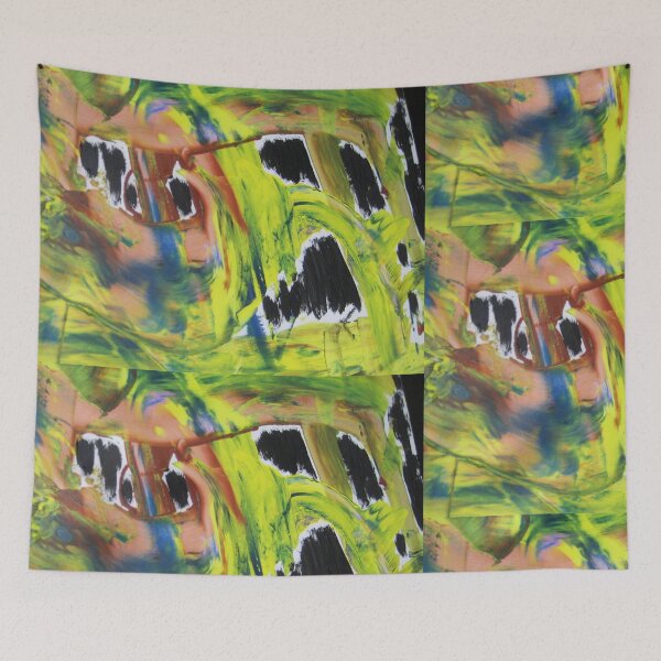 Item preview, Abstract pattern broken glass pane Lost Place green turquoise yellow designed and sold by G-M-Designs.