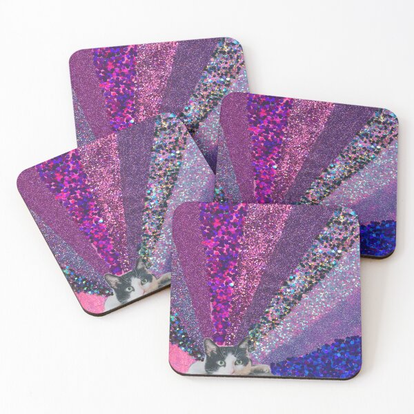 Item preview, Black and White Cat with Fabulous Glitter Rainbow Aura designed and sold by Daydreamer Alley.