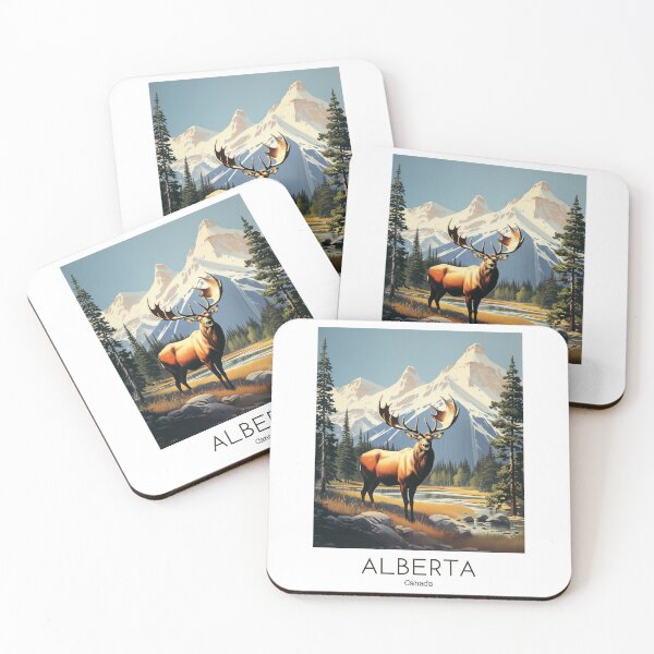 Item preview, A Vintage Travel Illustration of the Canadian Rockies in Alberta - Canada designed and sold by GoodOldVintage.