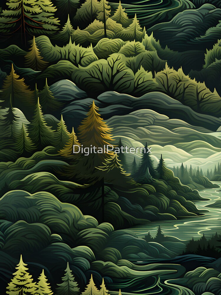 Thumbnail 4 of 4, iPhone Case, Fantasy Landscapes Forest Pattern 4 designed and sold by DigitalPatternx.