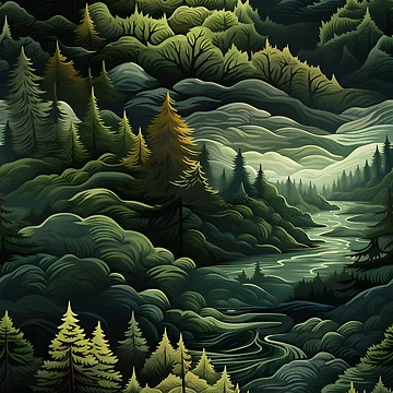 Artwork thumbnail, Fantasy Landscapes Forest Pattern 4 by DigitalPatternx