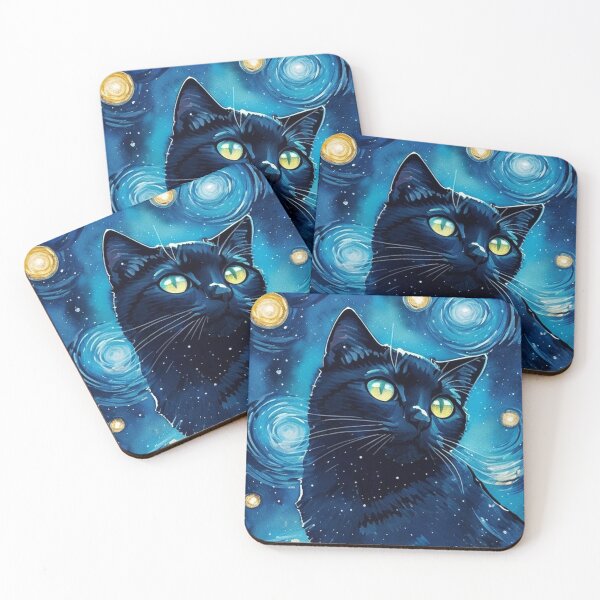 Item preview, Van gogh Starry Night Black Cat designed and sold by Vangoholic.
