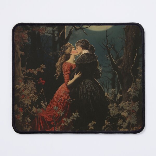 Artikelvorschau, Vintage sapphic witches kissing in night forest entworfen und verkauft von Forest Alchemist.