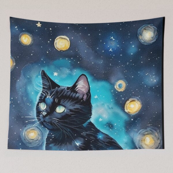 Item preview, Van gogh Starry Night Black Cat designed and sold by Vangoholic.