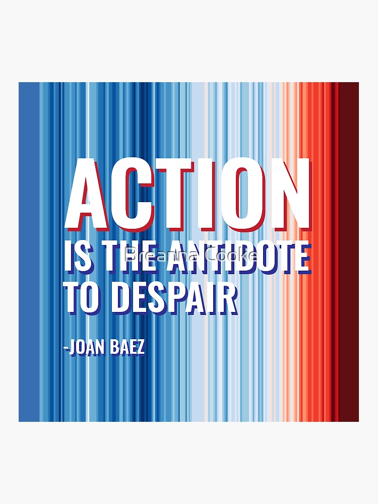 Thumbnail 3 of 3, Sticker, Warming Stripes | Action is the Antidote to Despair designed and sold by breannacooke.