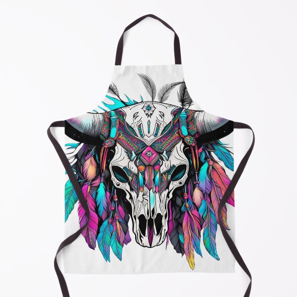 Item preview, Boho futuristic skull with vibrant neon colors designed and sold by SkullsToGo.