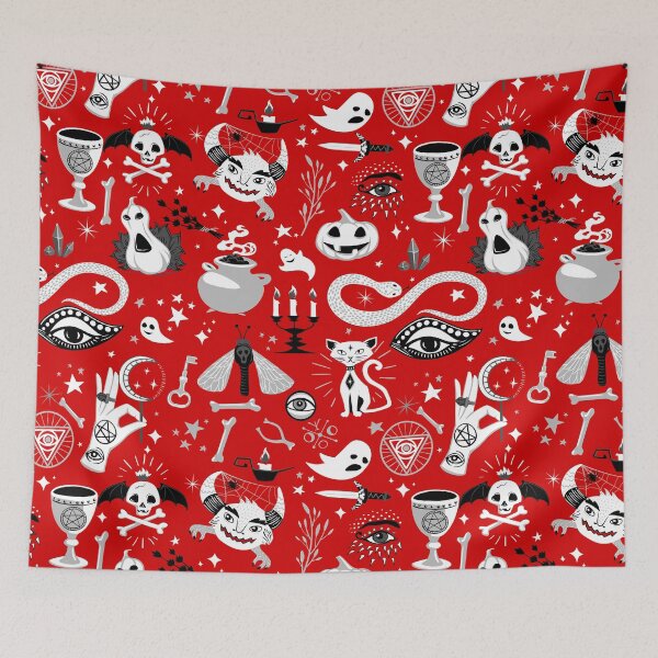 Item preview, occult pentagram cat halloween red  designed and sold by Gossip Rag.