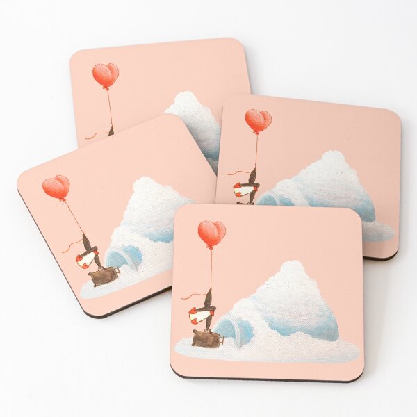 Item preview, Penguin with heart balloon can't let go of baggage.  designed and sold by PenguinGirl-Art.