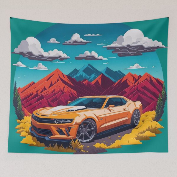 Item preview, Chevrolet Camaro en las majestuosas montañas: ilustraciones vectoriales en 3D designed and sold by DawidXT.