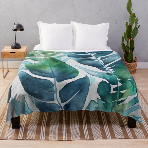 Item preview, Tropical Blue Green Paradise Watercolor Leaves designed and sold by IZiets.