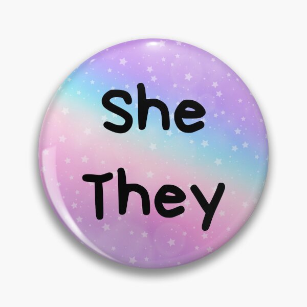 Item preview, She/they with pastel rainbow stars designed and sold by RandomlyRainbow.