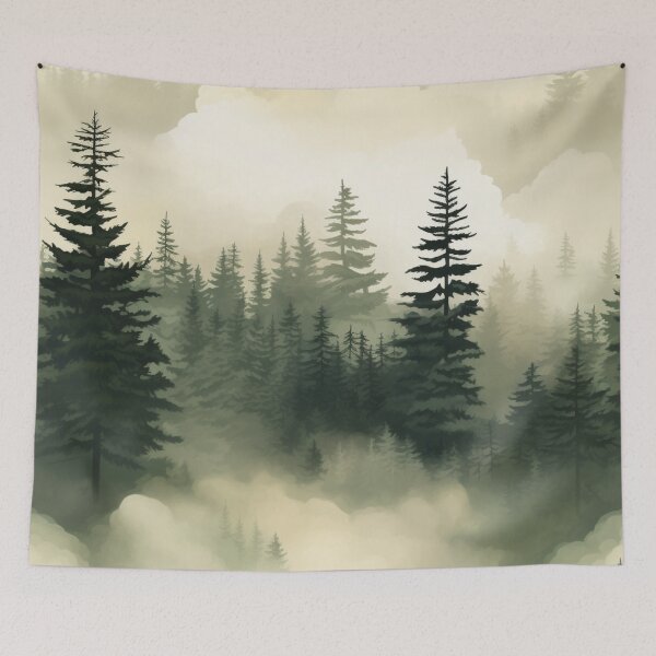 Item preview, Foggy pine trees designed and sold by bigmoments.