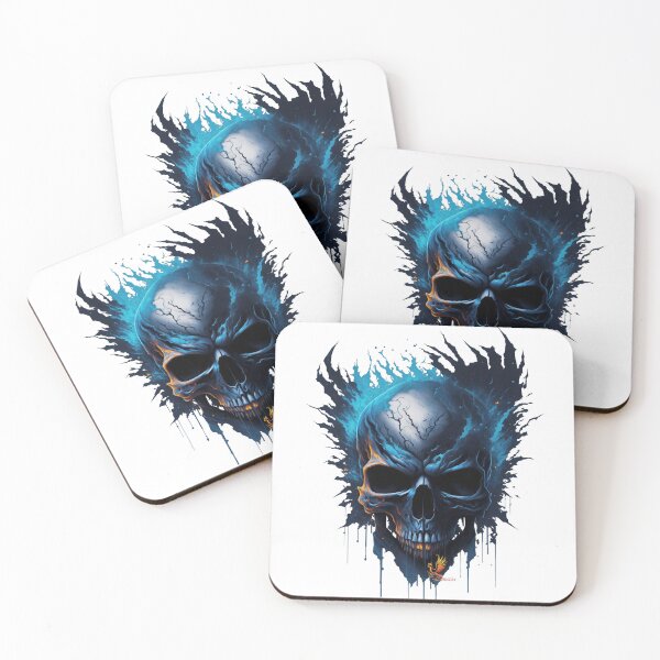 Item preview, Frozen Skull Head with Blue Flames (White) designed and sold by AmaziaCo.