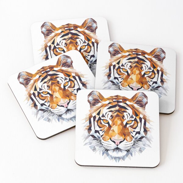 Item preview, Fierce tiger in faceted geometric style designed and sold by Skynotik.