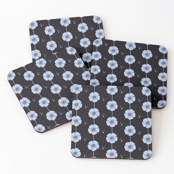Item preview, A minimalistic vertical flowers design in dark elemental blue designed and sold by Arubi-Art.