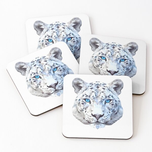 Item preview, Fierce snow leopard in faceted geometric style designed and sold by Skynotik.