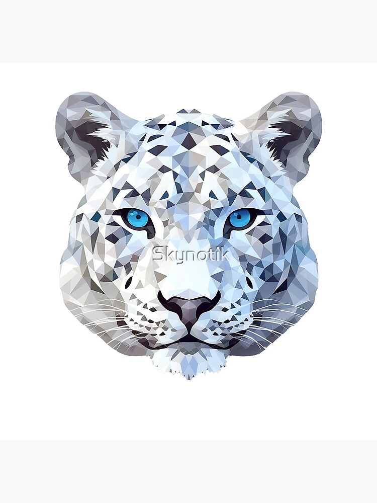 Fierce snow leopard in faceted geometric style | Art Board Print