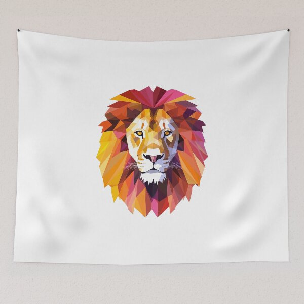 Item preview, Fierce lion in faceted geometric style designed and sold by Skynotik.
