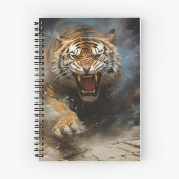 Item preview, tiger on the attack, tiger painting - ai art  designed and sold by TEEJAMBOREE.