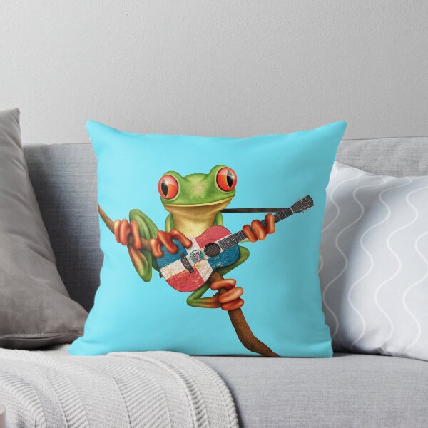 Item preview, Tree Frog Playing Dominican Flag Guitar designed and sold by JeffBartels.